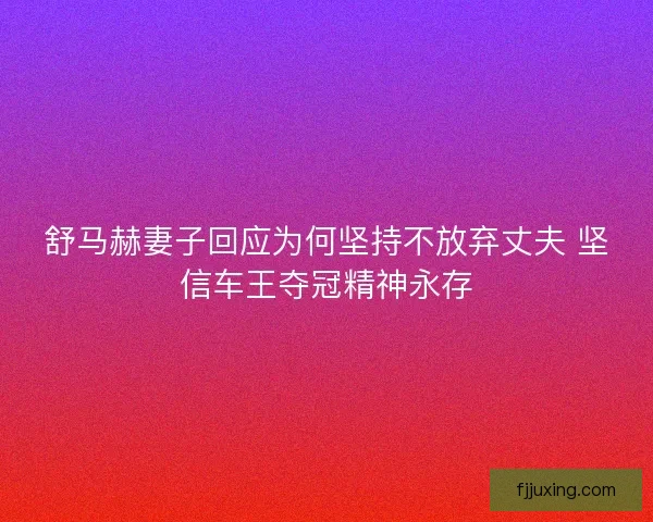 舒马赫妻子回应为何坚持不放弃丈夫 坚信车王夺冠精神永存
